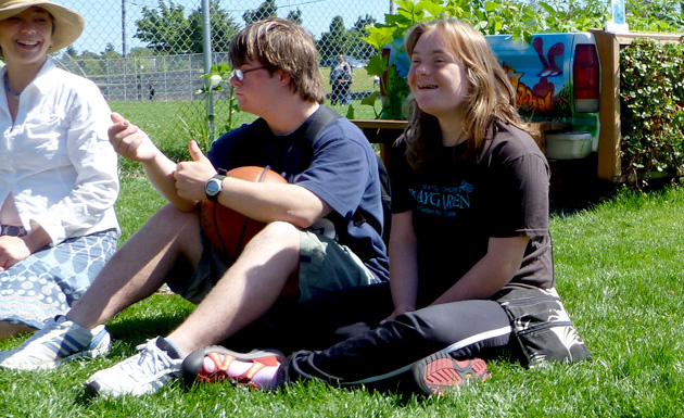 sitting in the grass